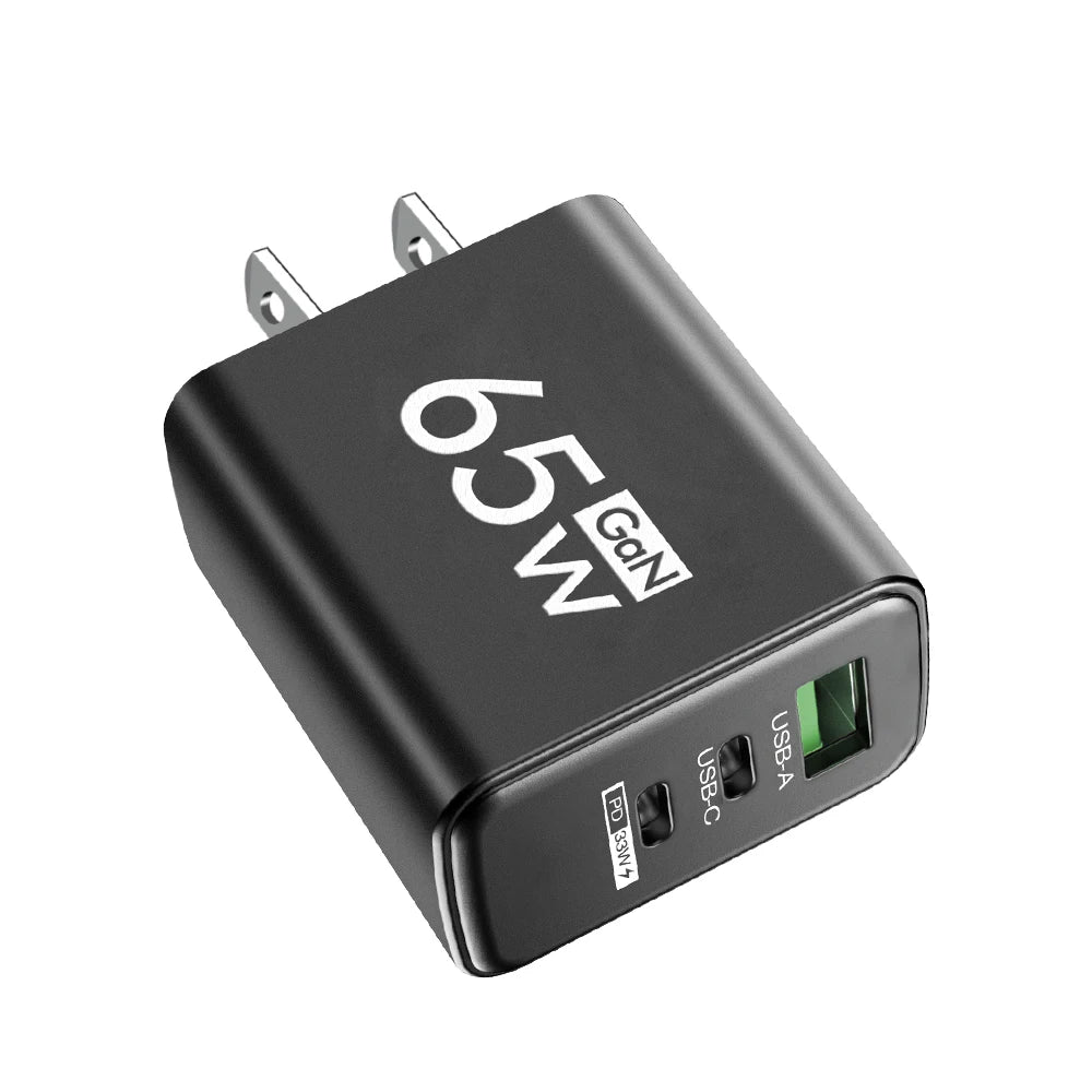 65W Gan USB C Fast Charger 3In1 Multi Ports Quick Charge 3.0 Wall Adapter EU US KR Plug Travel Charger for Iphone Samsung Xiaomi