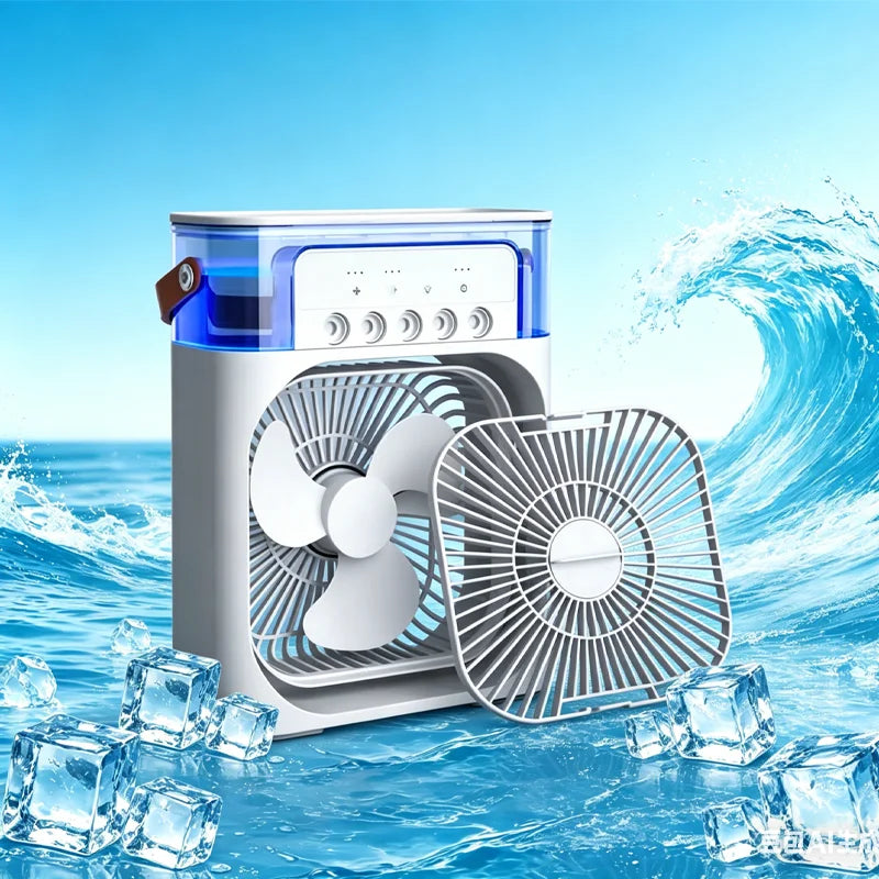Portable Fan Air Conditioners USB Electric Fan Air Cooler LED Night Light Water Mist Fun 3 in 1 Air Humidifier for Home